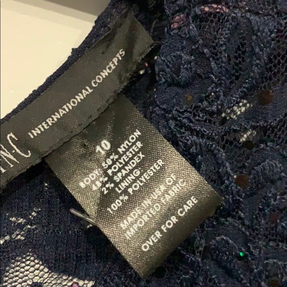INC Navy Blue Lace Overlay Dress NEW Size 10 International Concepts Dress - Picture 6 of 12